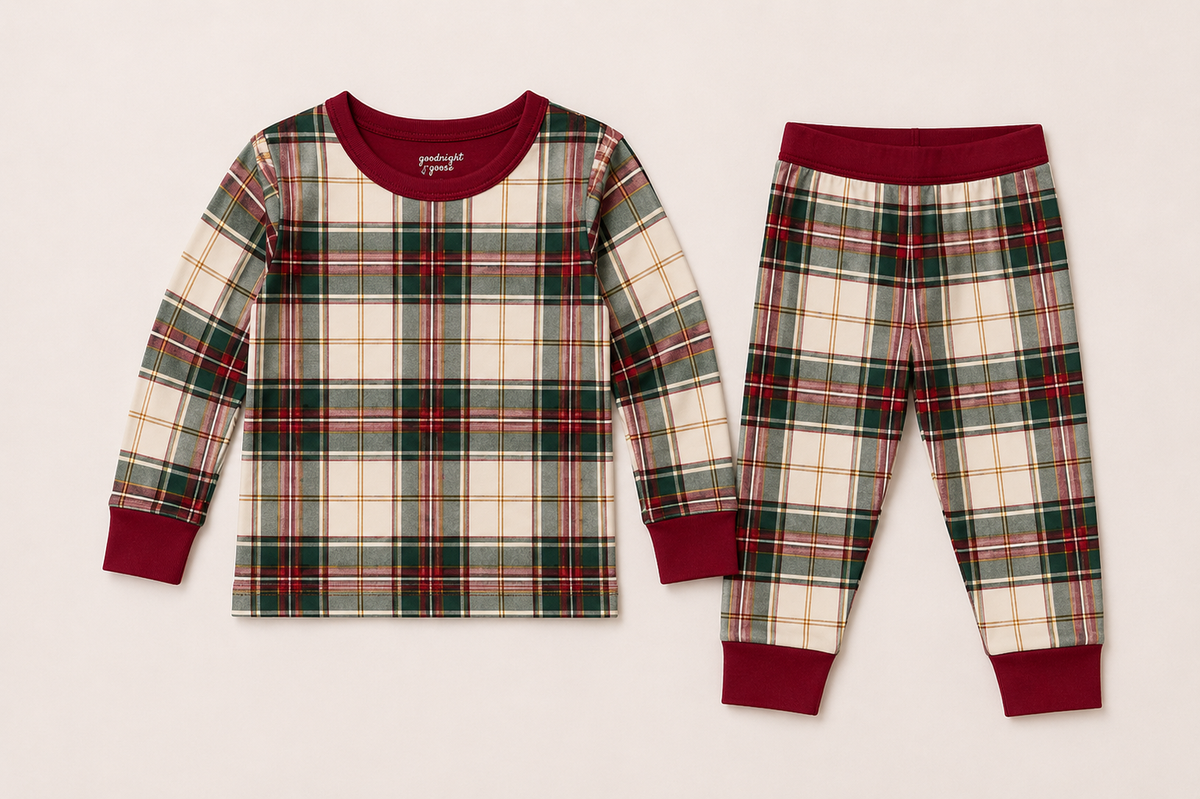 Goodnight Goose Holiday Plaid family matching pajamas
