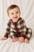 PRE-ORDER - Holiday Plaid Zipper Romper